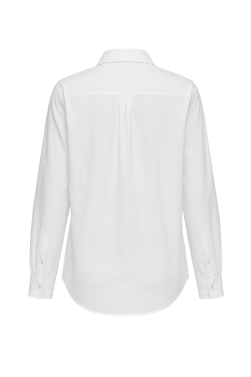 Back view of women’s crisp white cotton shirt