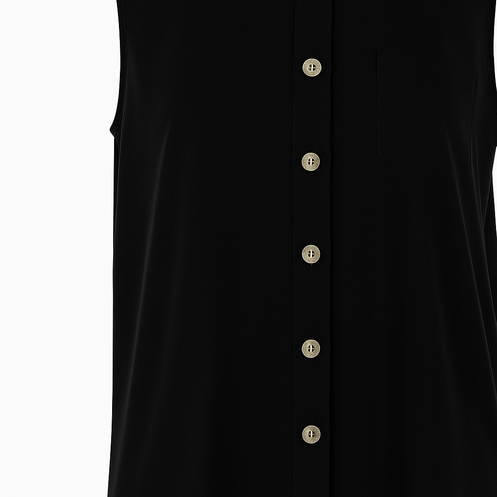 Classic Black Sleeveless Button-Down Blouse - Minimalist Chic