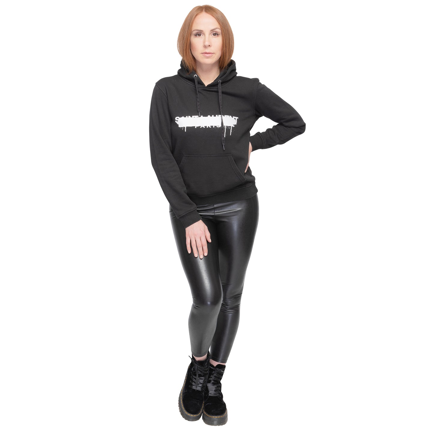 unisex black hoodie with white graffiti print