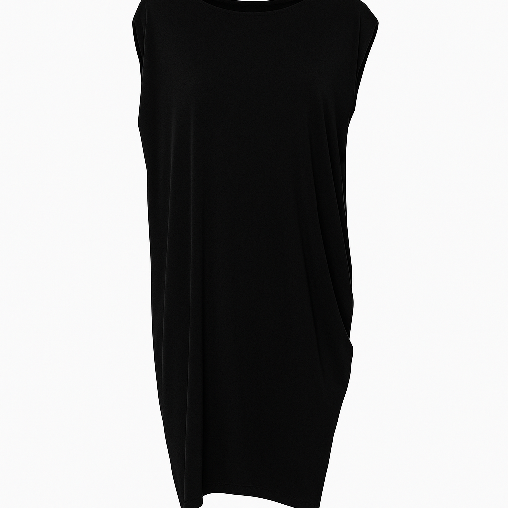 Black Drape Back Tunic Dress
