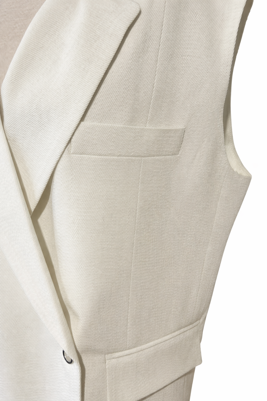Ivory structured vest detail lapel pocket