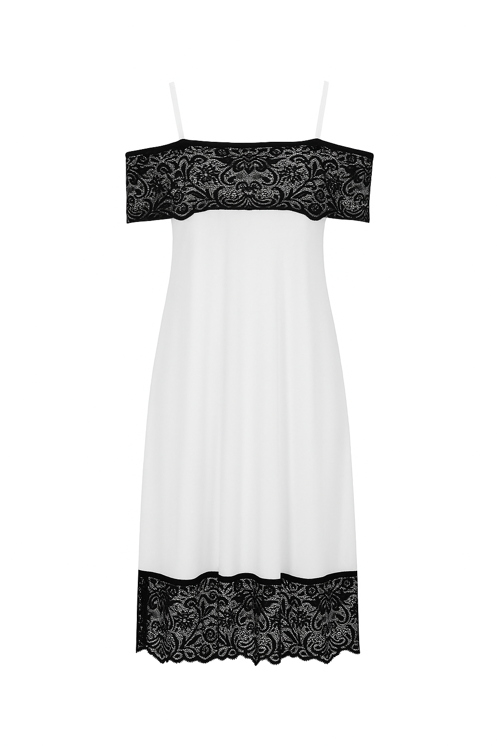 Champagne Satin Camisole Slip Dress with Black Lace Trim | Casa Como Style