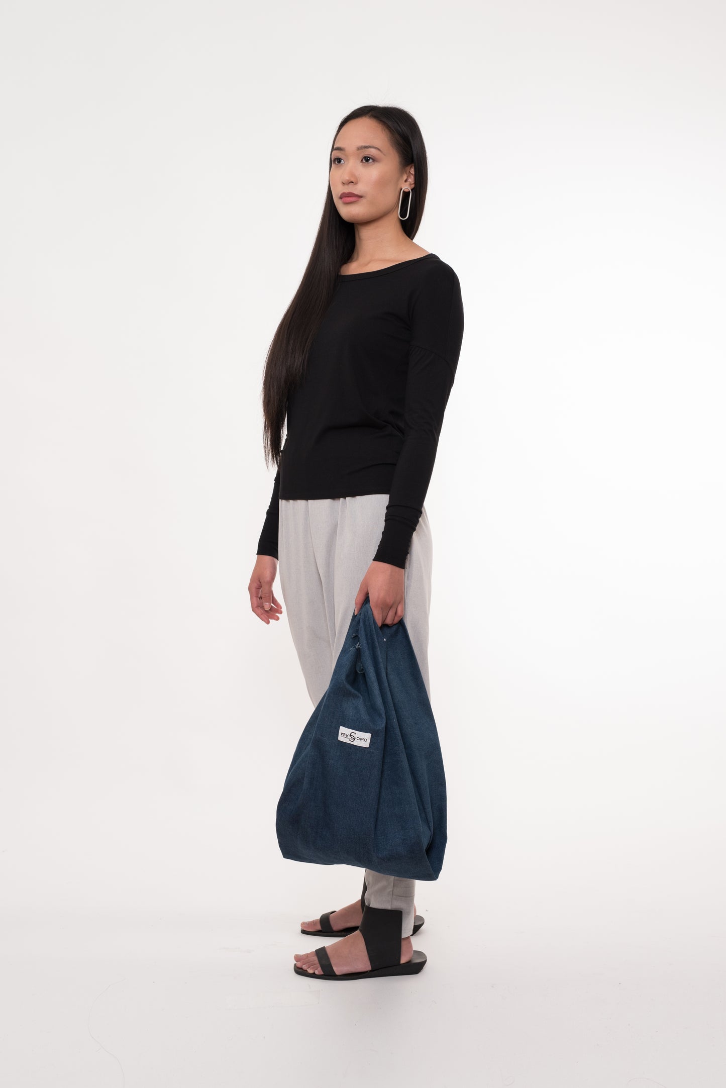 Draped Back Essential Long Sleeve Top – Soft Black Jersey