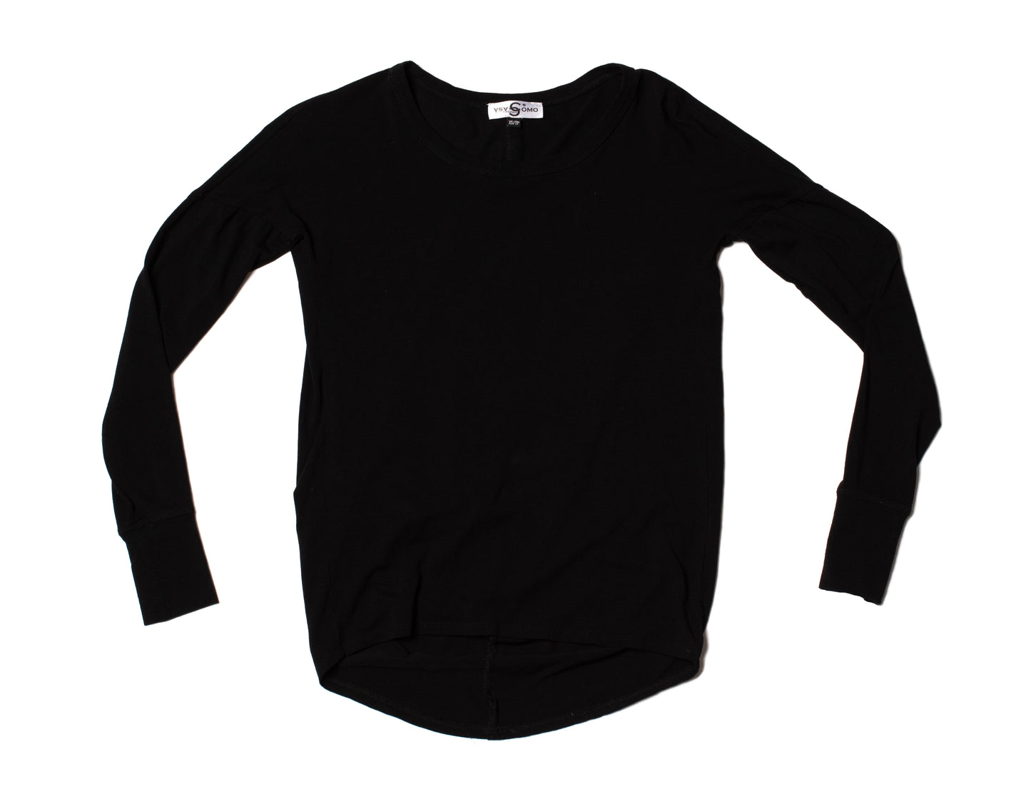 Draped Back Essential Long Sleeve Top – Soft Black Jersey