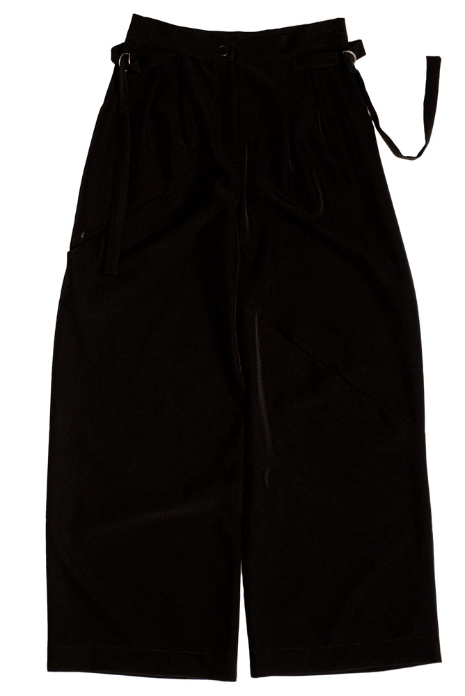 Women’s Black Wide-Leg Belted Trousers with High Waist and Tailored Fit — Modern Casual Chic Pants”