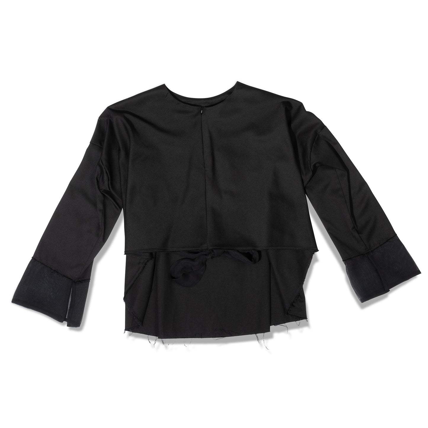 Black blouse back view – flat lay