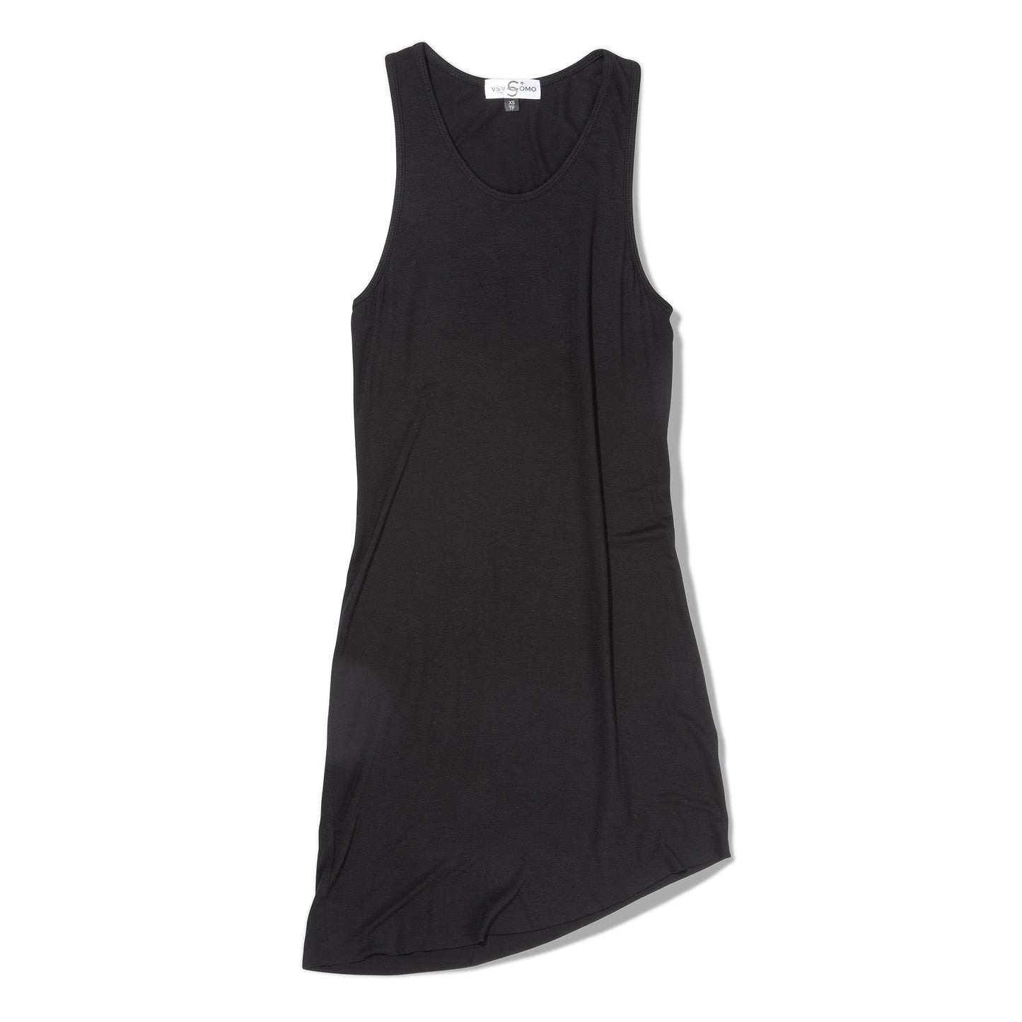 Curved Hem Black Tank Dress – Minimalist Chic