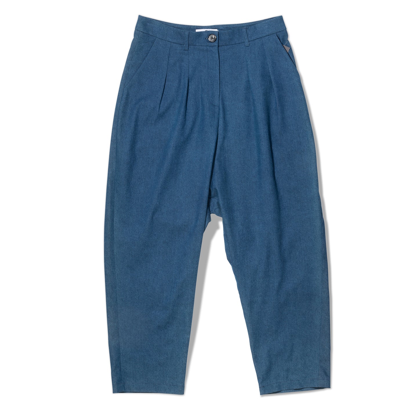 Flat lay front view of denim trousers