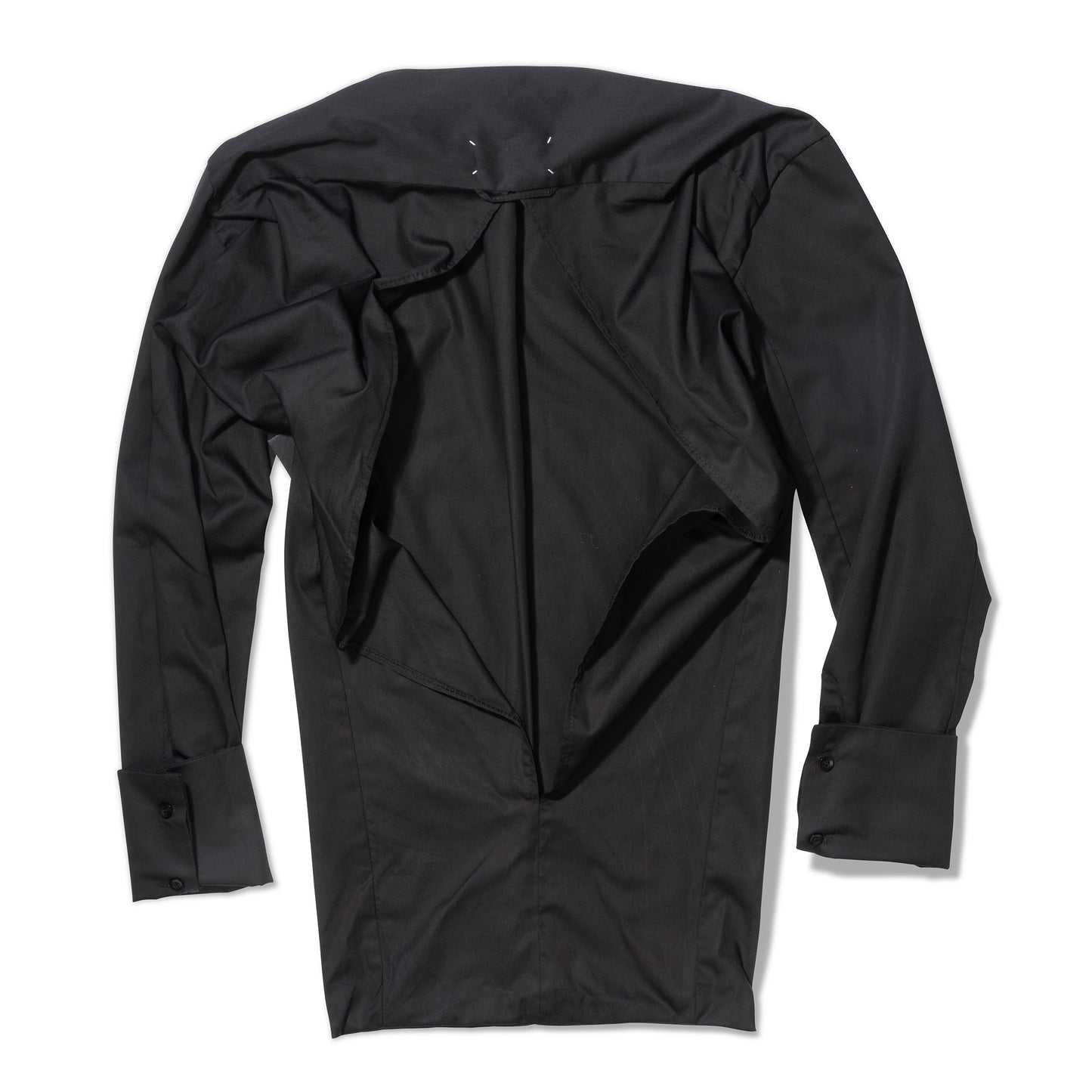 Black Cotton Backless Shirt – Stylish Open Back Top for Fashion Lovers
