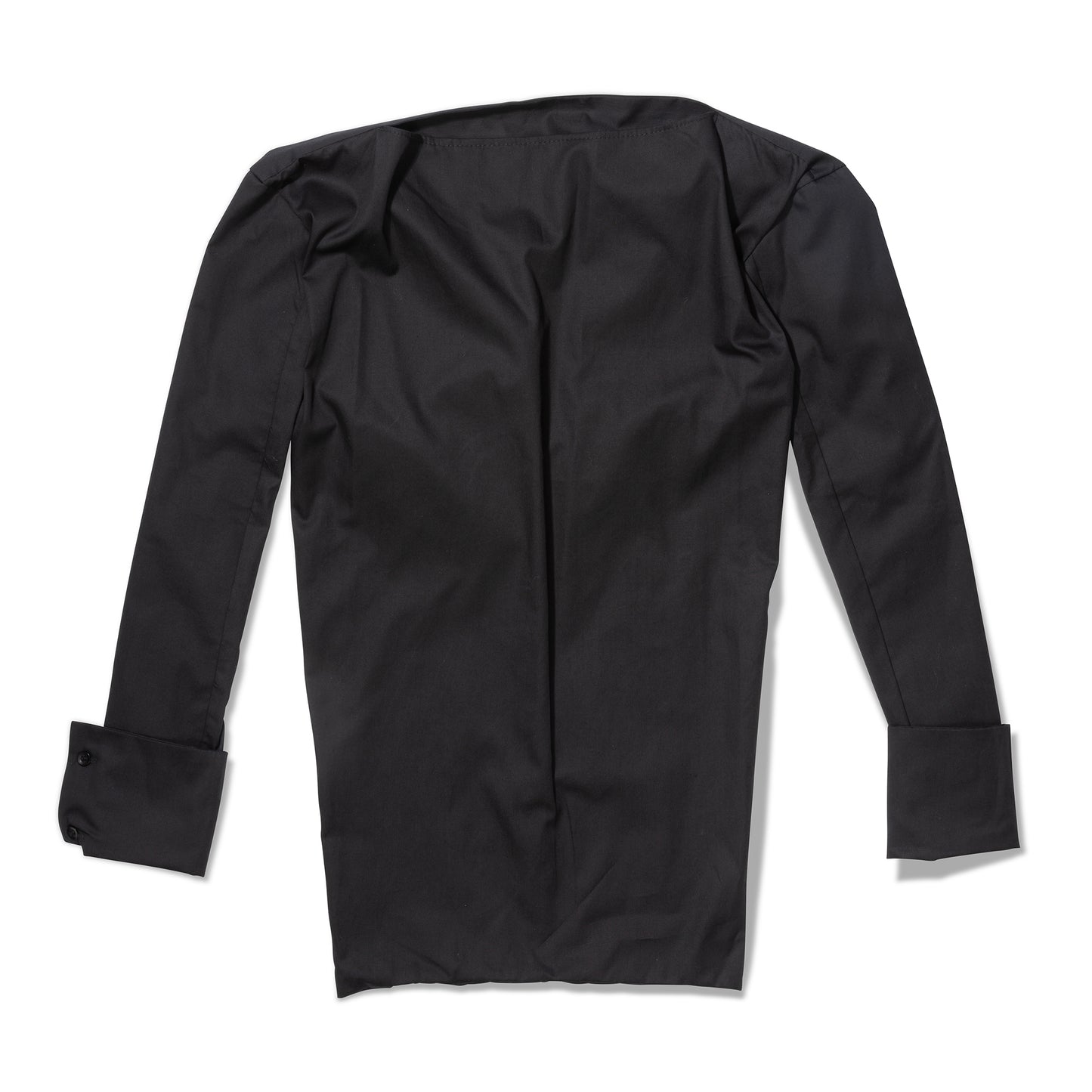 Black Cotton Backless Shirt – Stylish Open Back Top for Fashion Lovers