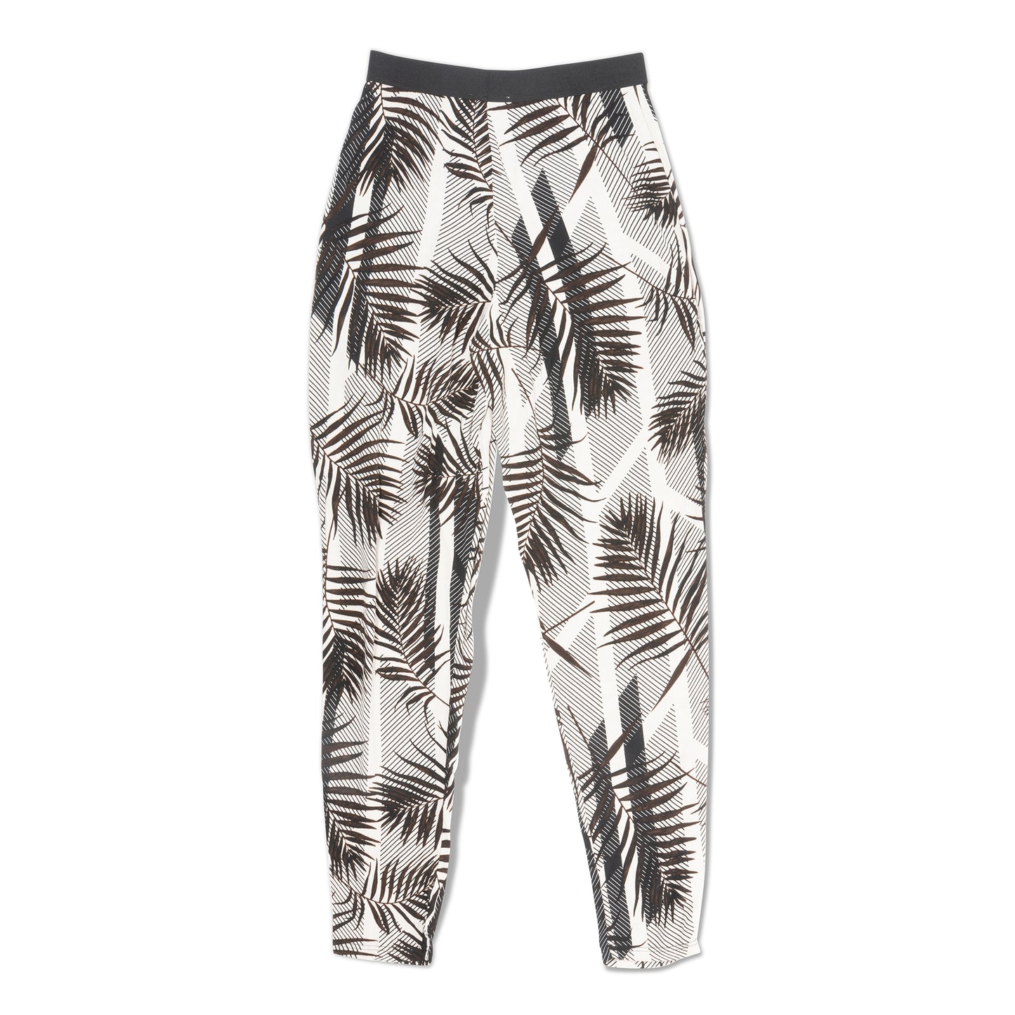 Flat lay of palm print pants - back view
