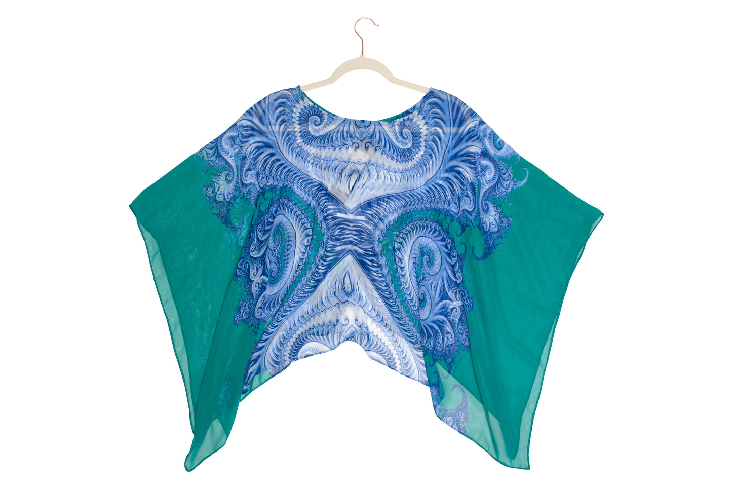 Printed silk poncho