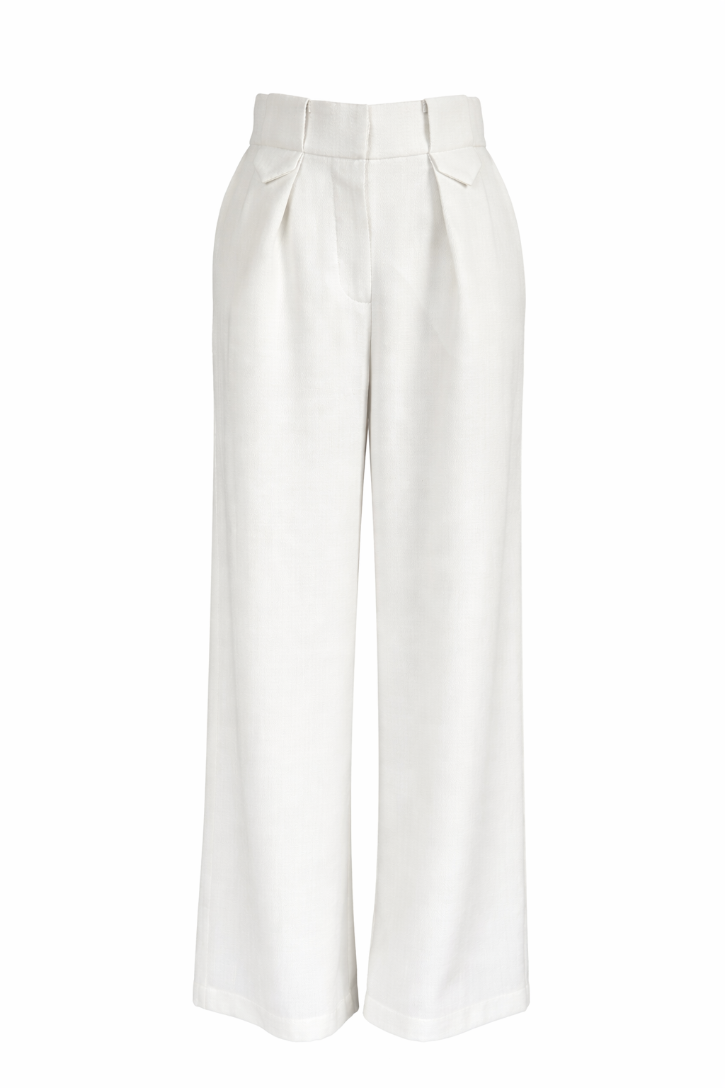 White High-Waisted Tailored Wide-Leg Pants