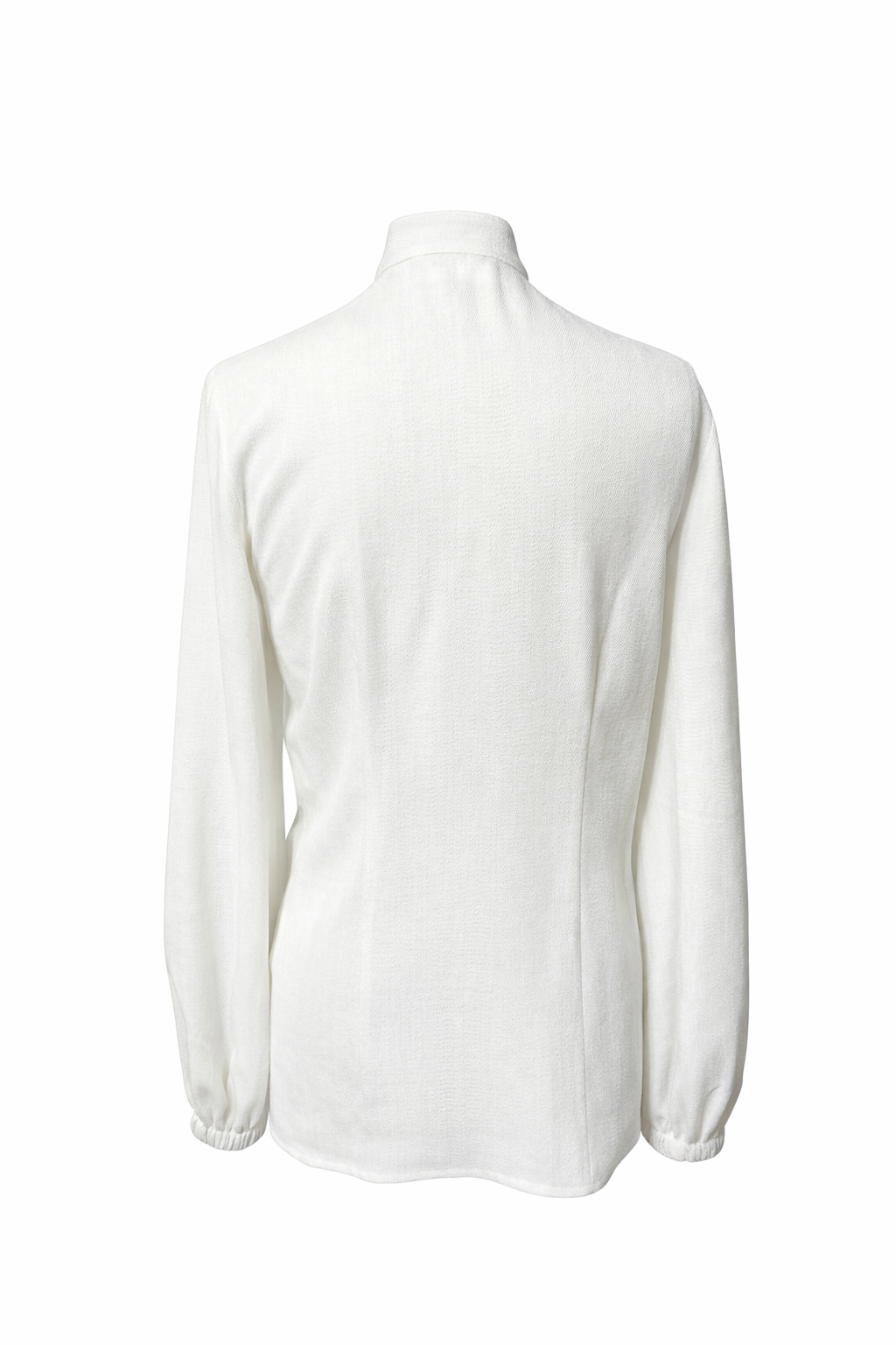 Ivory structured blouse back view with long sleeves
