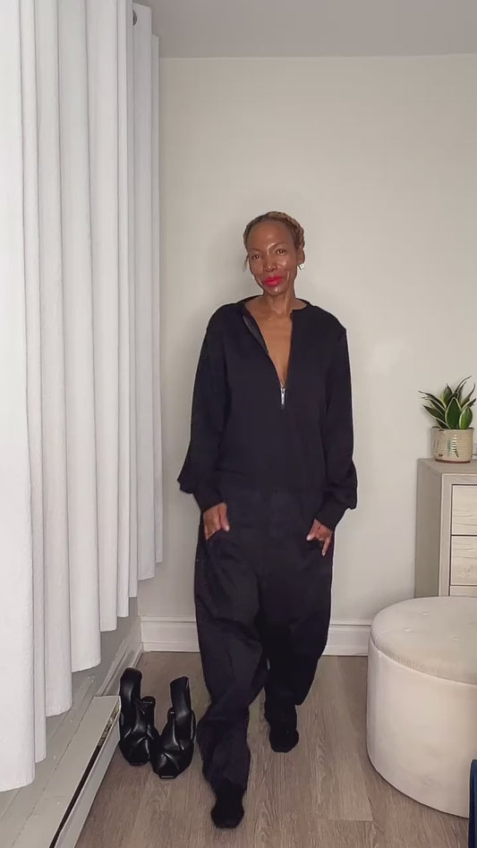 Black Jumpsuit with Front Zipper