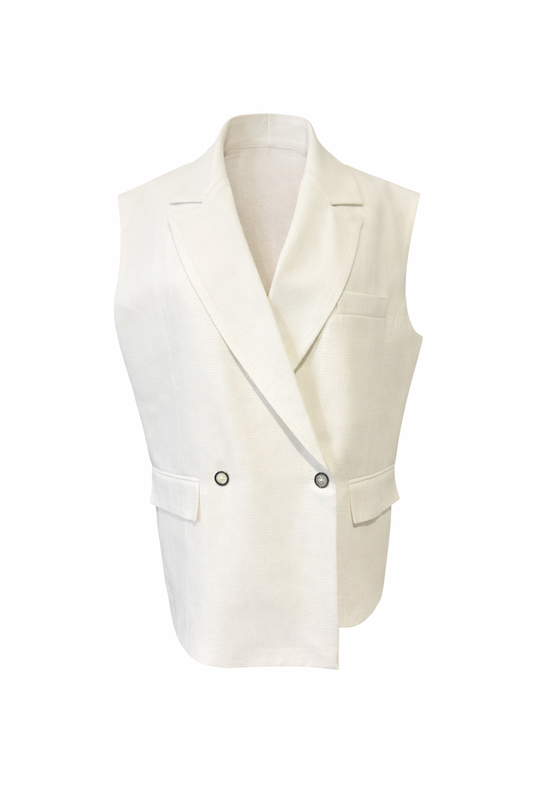 Ivory sleeveless tailored vest front view