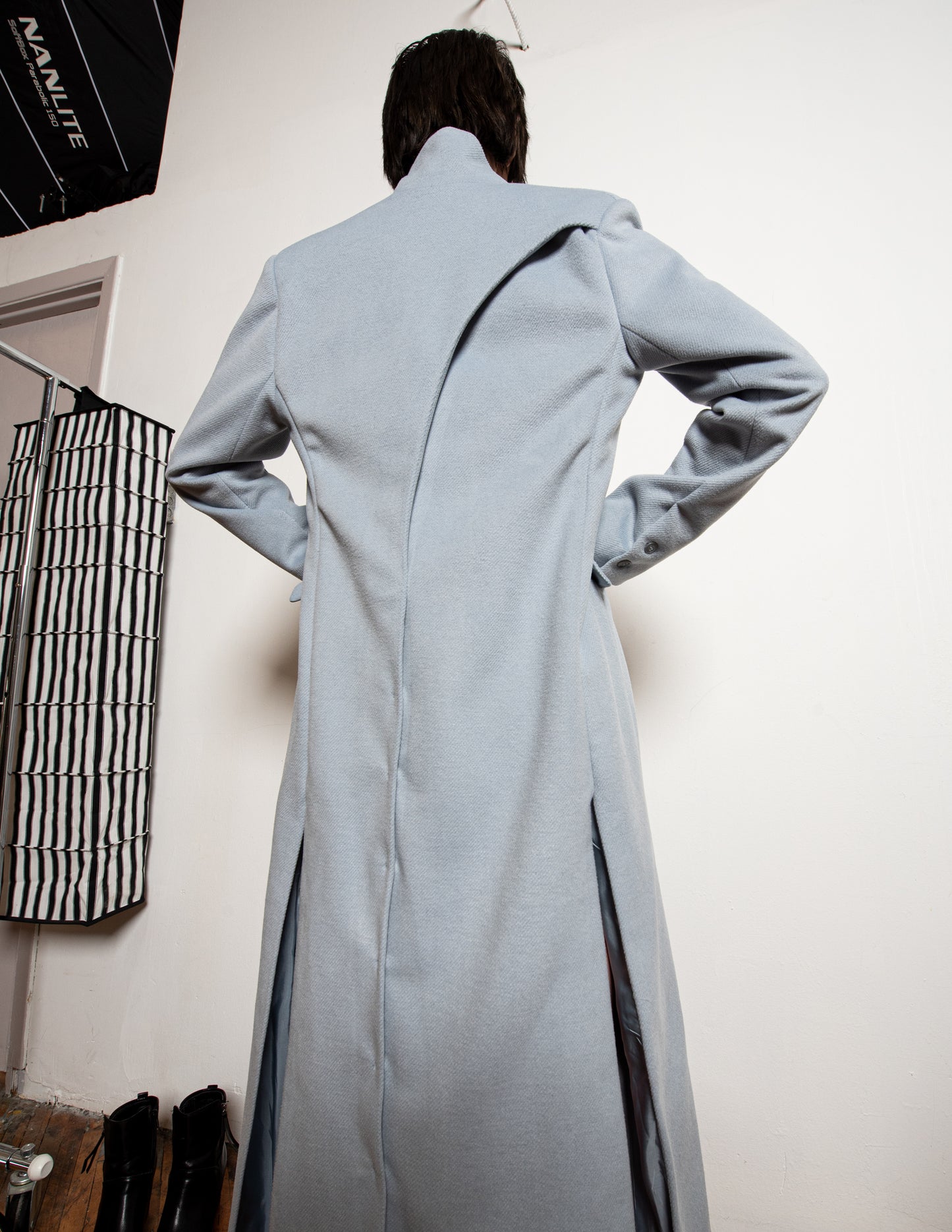 Structured Long Coat in Tint of Blue